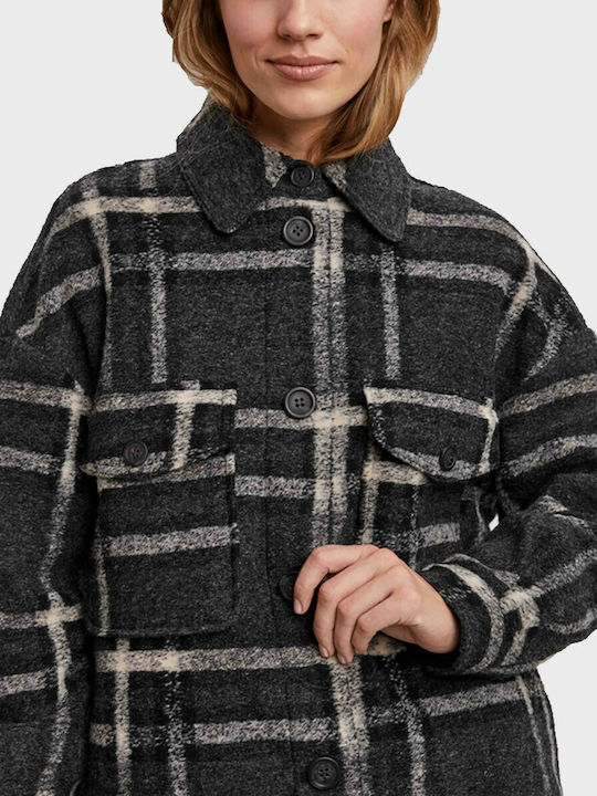 Γυναικείο Καρό Dark Grey Overshirt Oversized