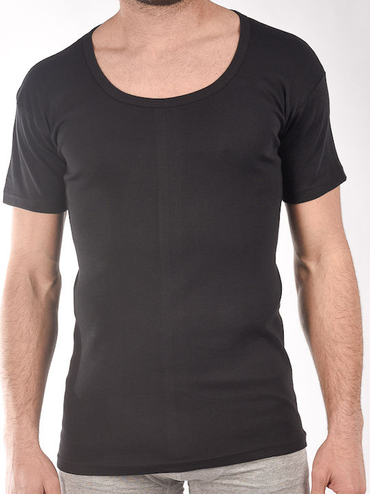 Men's Undershirt Short-sleeved in Black Color