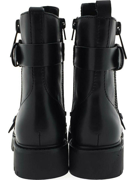 Leder Stiefeletten Damen Schwarz