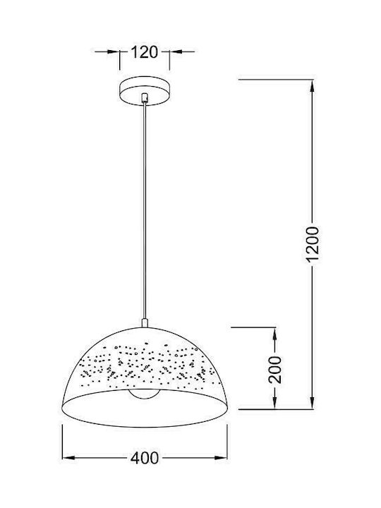 Aca Planetario Pendant Light Black Bell with Socket E27 40.5cm