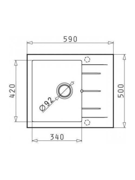 Pyramis Alazia 1B 1D 079809111 Drop-In Мивка от Синтетичен Гранит Ш59xД50см Въглерод