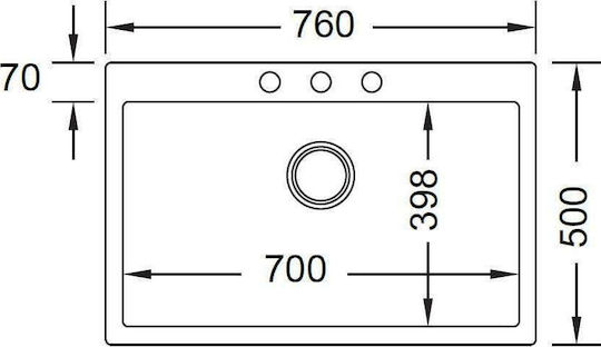 Duralit KZ075 KZ075-300 Drop-In Мивка от Синтетичен Гранит Ш76xД50см Bianco Artico
