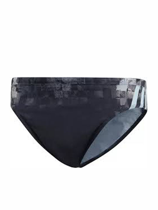 Pro 3-Stripes Ανδρικό Μαγιό Slip Black / Ash Grey με Σχέδια