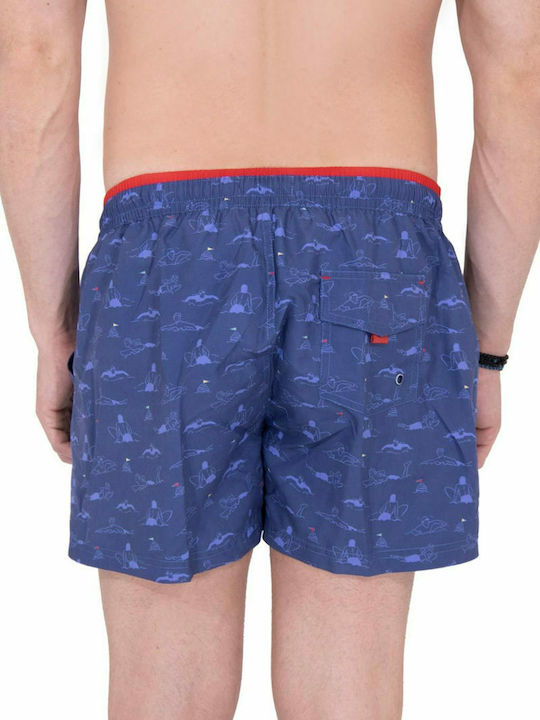 Pepe Jeans Asley Men's Swimwear Shorts Navy Blue with Patterns