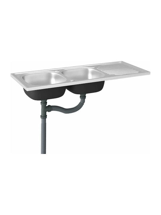 vidaXL Ένθετος Νεροχύτης Inox Μ120xΠ60cm Ασημί
