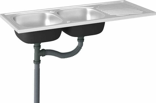 vidaXL Ένθετος Νεροχύτης Inox Μ120xΠ60cm Ασημί
