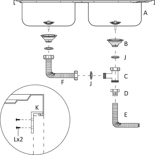 vidaXL Ένθετος Νεροχύτης Inox Μ120xΠ60cm Ασημί