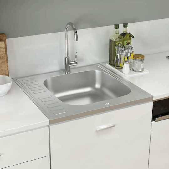 vidaXL Ένθετος Νεροχύτης Inox Μ60xΠ60cm Ασημί