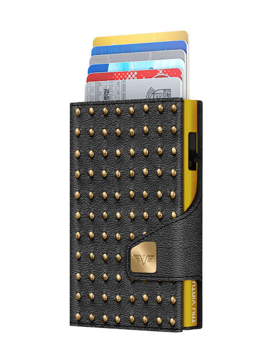 Tru Virtu Click & Slide Men's Leather Card Wallet with RFID και Slide Mechanism Black