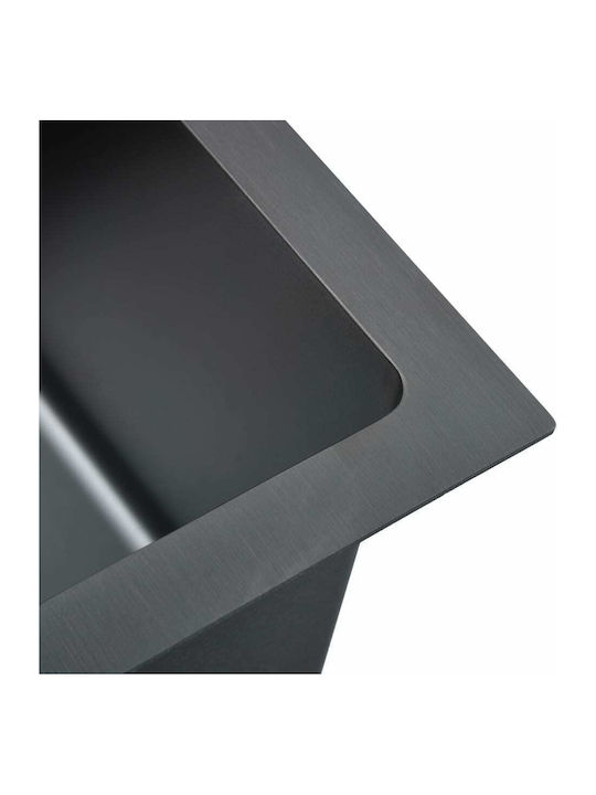 vidaXL Drop-In Sink Inox Brushed W51xD44cm Black