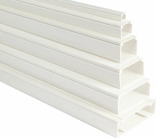 Aca Kabelkanal mit gelochtem Ständer aus Kunststoff 100x50mm Weiß Set 4Stück 2m