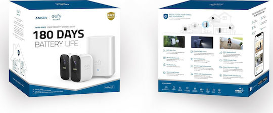 Eufy Surveillance System EufyCam 2C Kit 2 Cameras Wireless Cameras IP 1080p with Control Hub