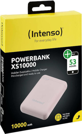 Intenso XS10000 Power Bank 10000mAh με Θύρα USB-A και Θύρα USB-C Ροζ