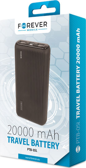Forever PTB-05L Power Bank 20000mAh mit 2 USB-A Anschlüssen Schwarz