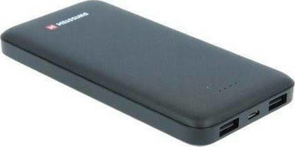 Swissten Worx 22013951 Power Bank 10000mAh 12W με 2 Θύρες USB-A Μαύρο