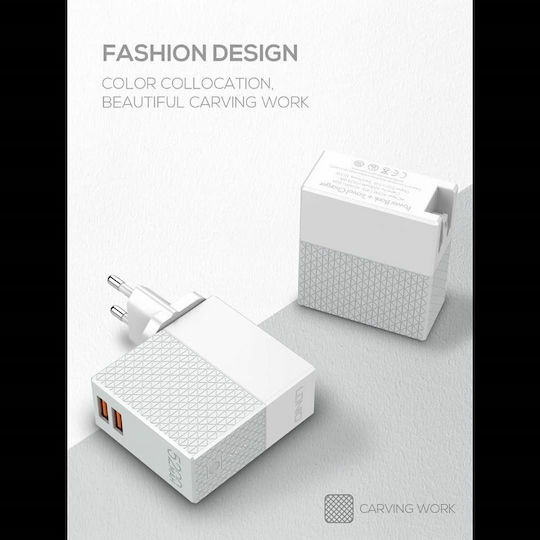 Ldnio PA606 Power Bank 5200mAh με 2 Θύρες USB-A Λευκό