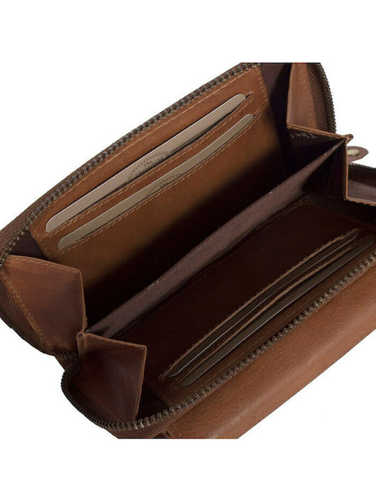 Small Leather Women's Wallet Classic Tabac Brown