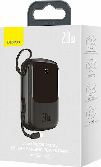 Baseus Qpow Pro Power Bank 20000mAh 20W με Θύρα USB-A και Θύρα USB-C Power Delivery / Quick Charge 3.0 Μαύρο
