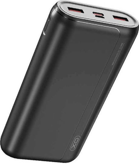 XO PR126 Power Bank 10000mAh 22.5W with 2 USB-A Output Ports and USB-C Output Port Quick Charge Black