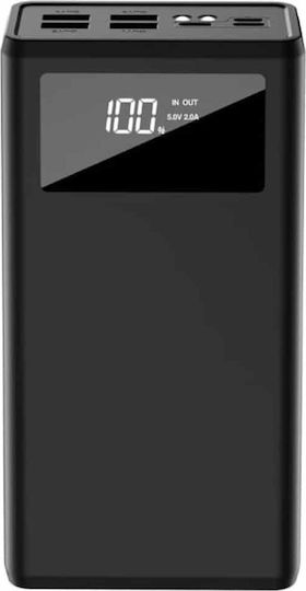 XO PR123 Power Bank 30000mAh με 4 Θύρες USB-A Power Delivery / Quick Charge 3.0 Μαύρο