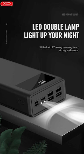 XO PR123 Power Bank 30000mAh με 4 Θύρες USB-A Power Delivery / Quick Charge 3.0 Μαύρο