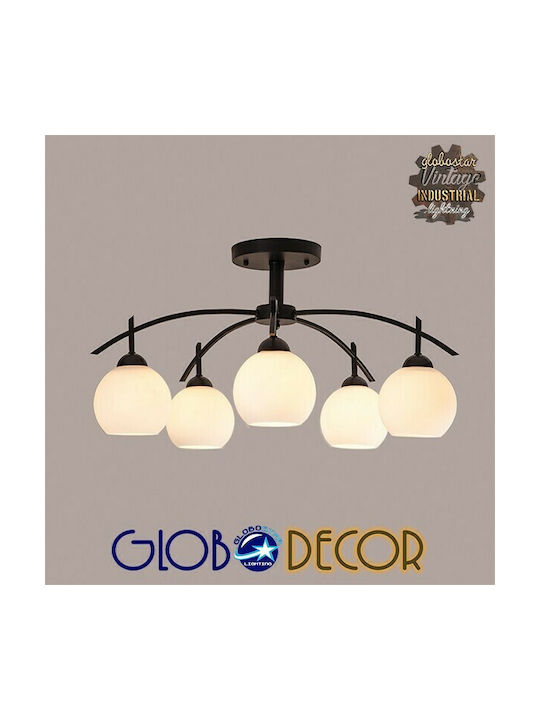 GloboStar Luna Πλαφονιέρα Οροφής 63εκ. Μαύρη με Ντουί E27