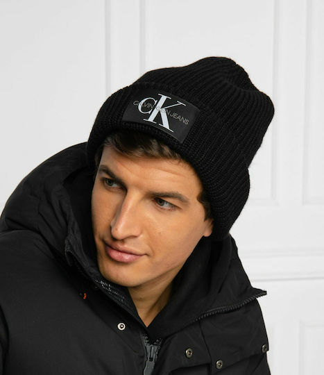 Beanie Ανδρικός Σκούφος με Rib Πλέξη σε Μαύρο χρώμα