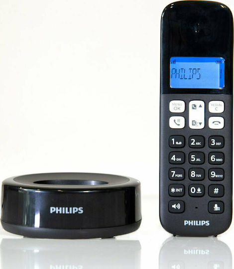 Philips D161 Ασύρματο Τηλέφωνο με Ελληνικό Μενού Μαύρο