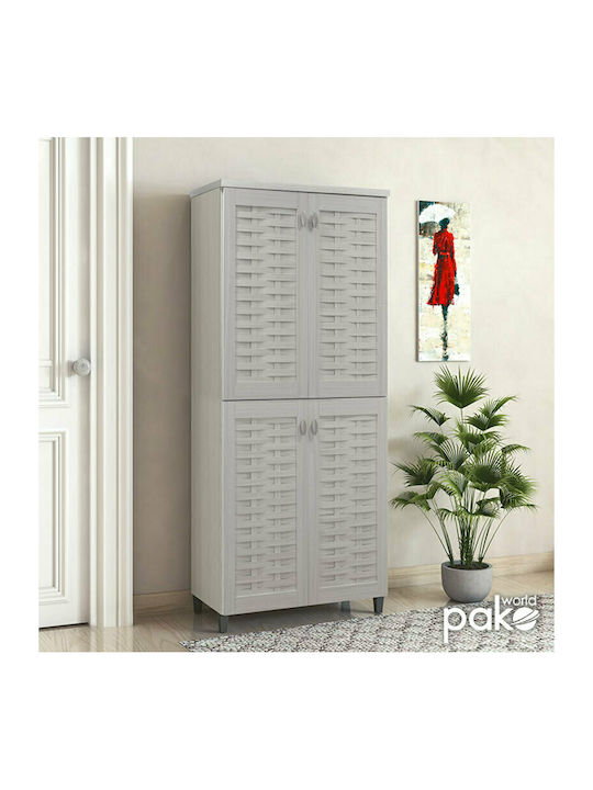 Mantam Wooden Shoe Organizer with 8 Shelves White 78x40x170.5cm