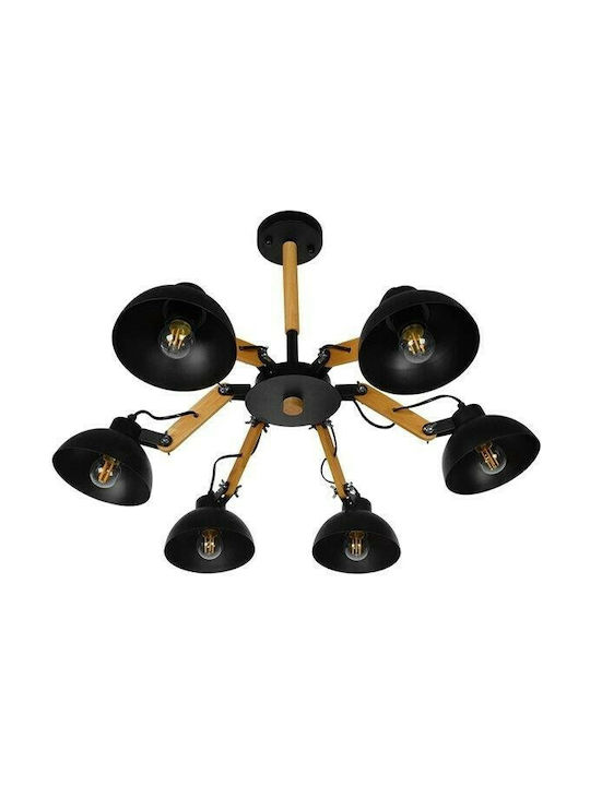 GloboStar Oldschool Pendant Light Black Bell for 6 Bulbs E27 75x75x40cm