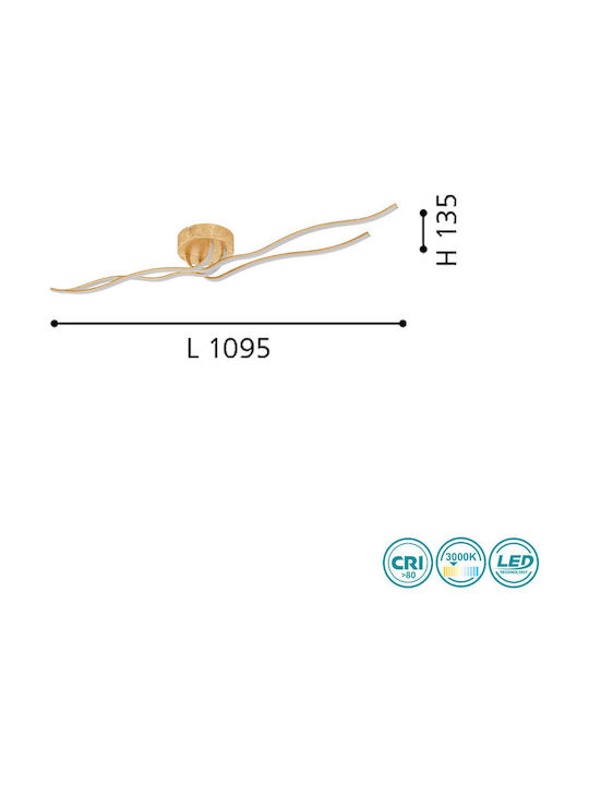 Eglo Miraflores Μοντέρνα Μεταλλική Πλαφονιέρα Οροφής με Ενσωματωμένο LED σε Χρυσό χρώμα 16cm