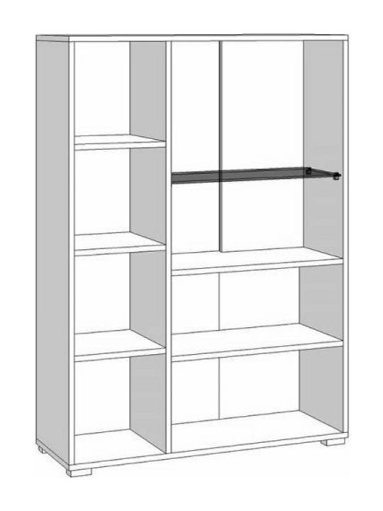 Trentino 2K VS1 Living Room Display Cabinet made of Particle Board with Glass and Lighting White / Black / White Lacquer 57.5x35x124cm