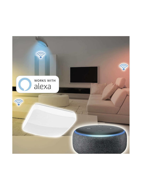 HAMA Hama Ceiling Light Glitter Effect Square Smart Πλαφονιέρα Οροφής Λευκή με Ενσωματωμένο LED