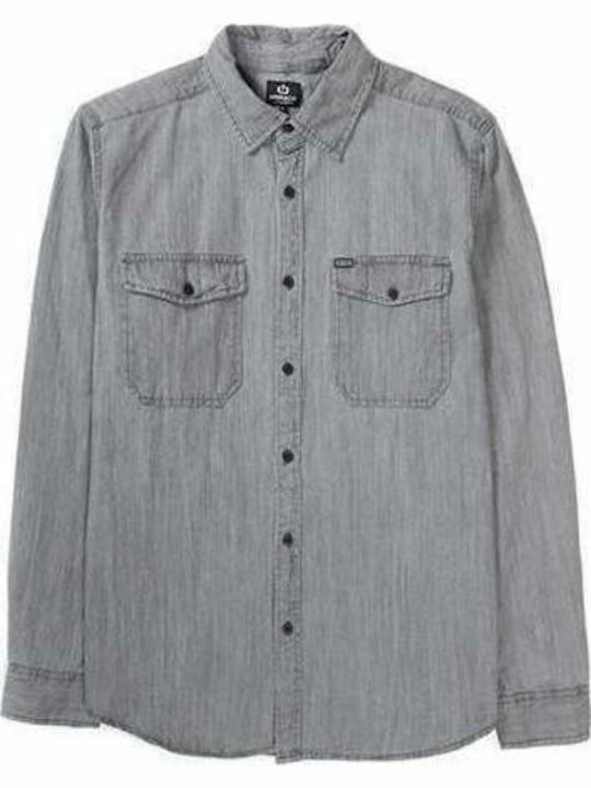 Long-sleeved Denim Shirt Gray