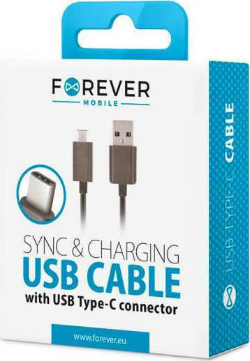 Forever USB 2.0 Cable USB-C male - USB-A Μαύρο 1m T_0014092