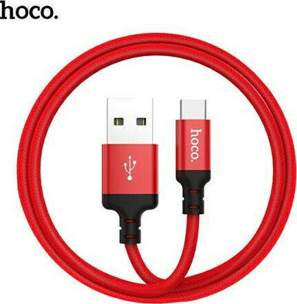 Hoco Cablu USB 2.0 Braided USB-C Masculin - USB-A Roșu 1m X14