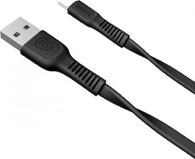 Baseus Tough Flat USB 2.0 Cable USB-C male - USB-A male Μαύρο 1m (CATZY-B01)