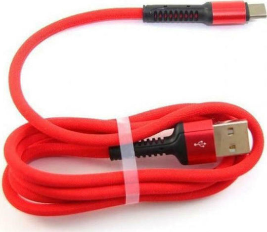 Ldnio LS63C Braided USB 2.0 Cable USB-C male - USB-A Red 1m