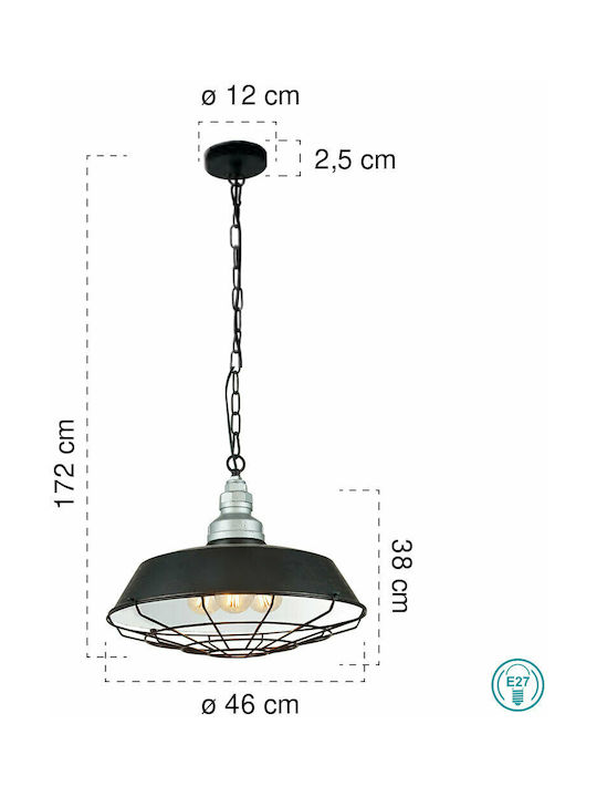 Fan Europe I-Bazar-S3 Pendant Light Black Bell with Socket E27