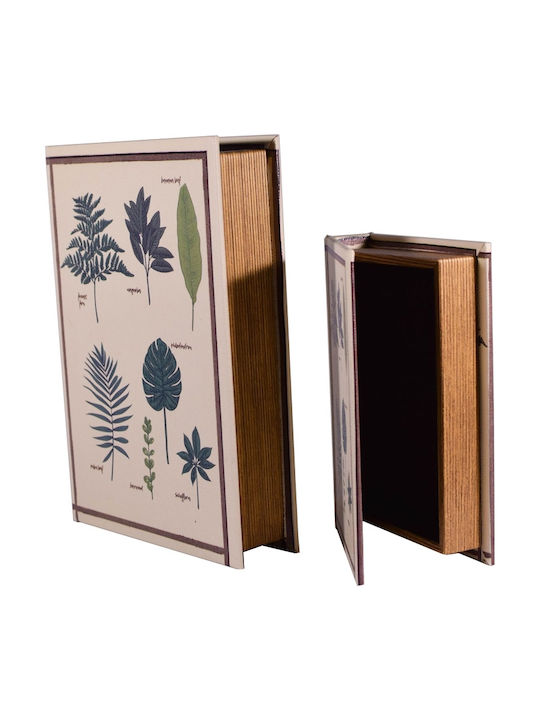 SP Souliotis Wooden Book Decorative Boxes Set Leaves 2pcs
