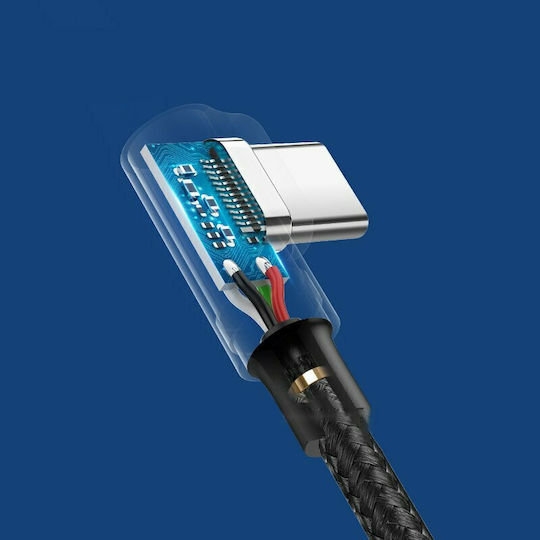 Ugreen US176 Angle (90°) / Braided USB 2.0 Cable USB-C male - USB-A 18W Γκρι 0.5m 20855