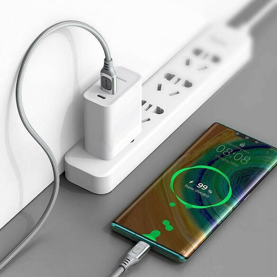 Baseus Power Delivery Geflochten USB 2.0 Kabel USB-C männlich - USB-A 15W Silber 2m (CATSS-B0S)