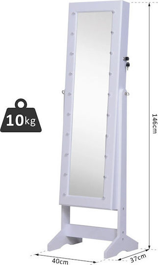 HomCom Καθρέπτης με Λευκό Ξύλινο Πλαίσιο 146x40cm