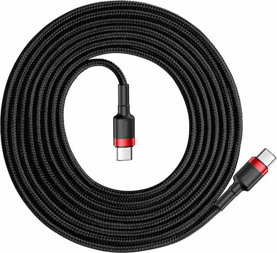 Baseus Cafule Braided USB 2.0 Cable USB-C Male - USB-C 60W PD Black 2m CATKLF-H91