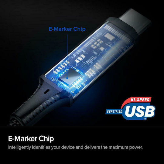 Spigen PB1800 USB 2.0 Cable USB-C male - USB-C 100W Μαύρο 1m 000CB24746
