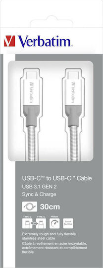 Verbatim USB 3.1 Cable USB-C male - USB-C PD Γκρι 0.3m 48867