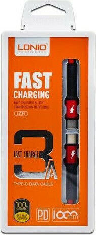 Ldnio LC91 Braided USB 2.0 Cable USB-C male - USB-C Κόκκινο 1m
