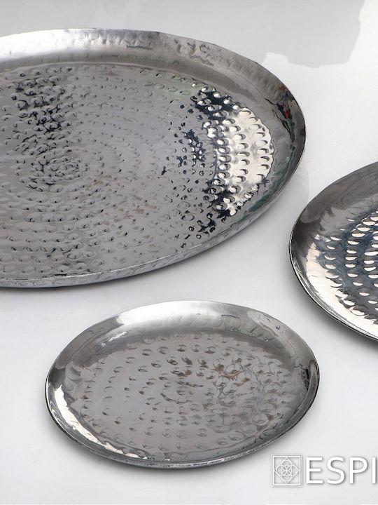 Espiel Διακοσμητικός Δίσκος Aluminium Servierplatte aus Aluminium gehämmert 23x23x1,5cm Rund 23x23x1.5cm 4Stück