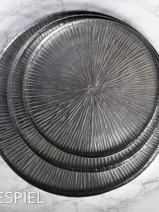 Espiel Aluminum Round Decorative Tray Πλατώ Σερβιρίσματος Αλουμινίου Γραμμωτό 30,5x30,5x1,5cm 30.5x30.5x1.5cm