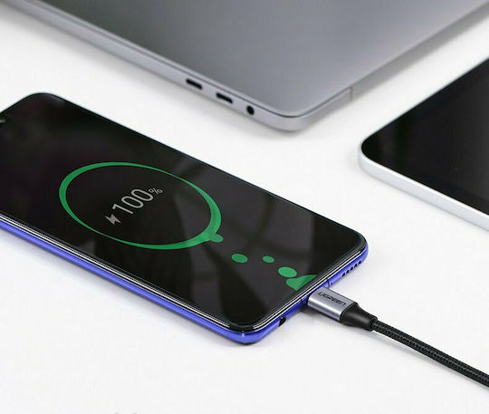 Ugreen US255 Angle (90°) / Braided USB 2.0 Cable USB-C male - USB-C 60W PD Μαύρο 2m 50125
